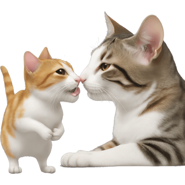 A cat is kissing a mouse emoji