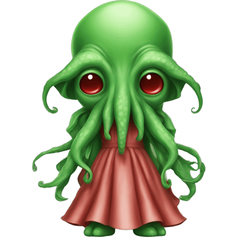 green Cthulhu with dress red emoji