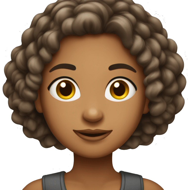 Mulher de pele branca, cabelo grande liso da cor castanho escuro, gordinha  emoji