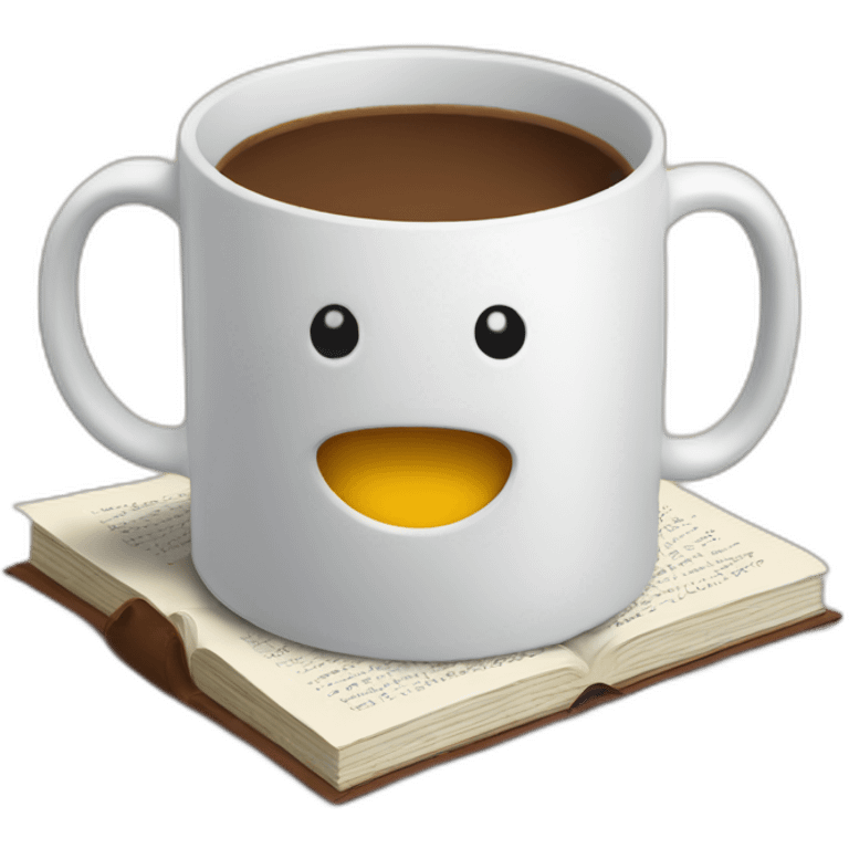 A mug on a book without smiley emoji