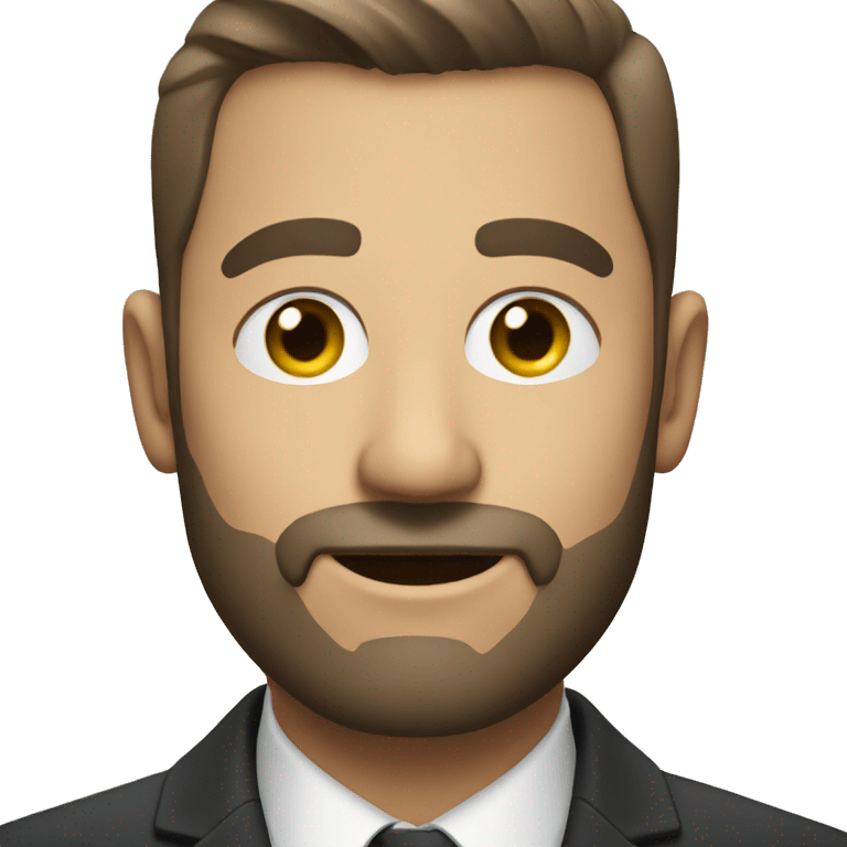 A man in a suit close to the camera emoji