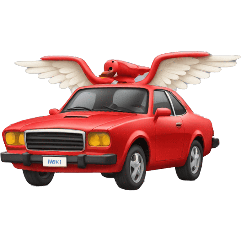 Coche rojo con alas emoji