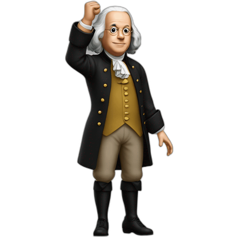 benjamin franklin with an arm up closed realistic emoji