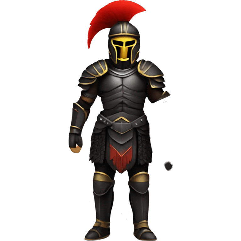 Fantasy spartan warrior male wearing detailed black armor with a red plumed helmet
 emoji