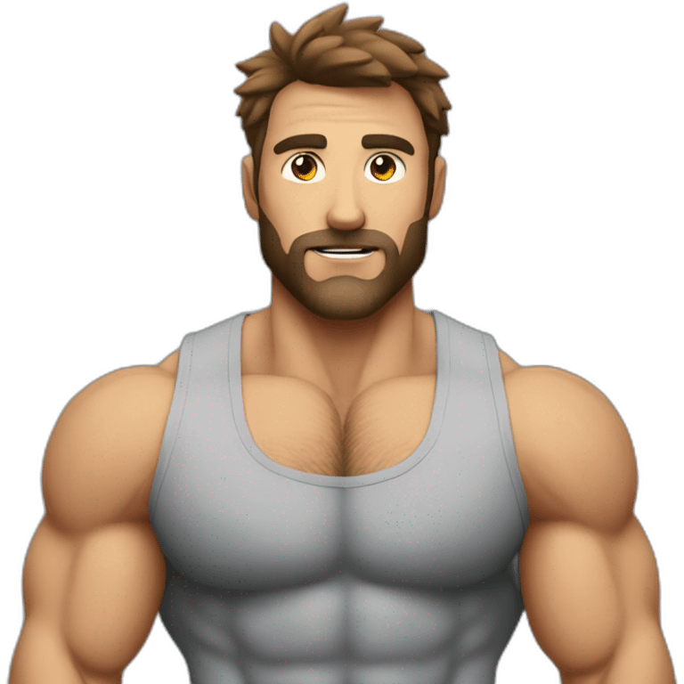 Emoji muscled hairy man showing muscle emoji