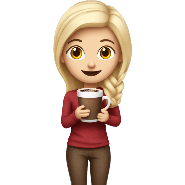 blonde girl holding hot chocolate  emoji