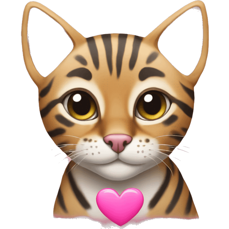 a bengal cat with a pink heart next to it emoji