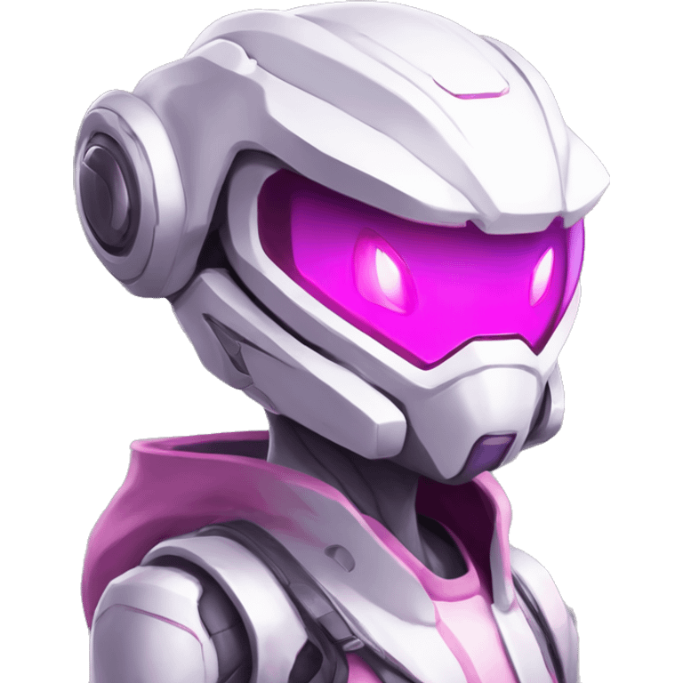 White Anthro-Sona-Lizard-Alien-Genesect-Mewtwo-Fakémon, with pink eyes, with a futuristic visor-helmet, wearing a techwear-suit, Full Body emoji