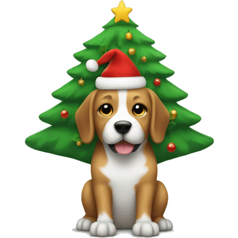 Dog holding christmas tree  emoji