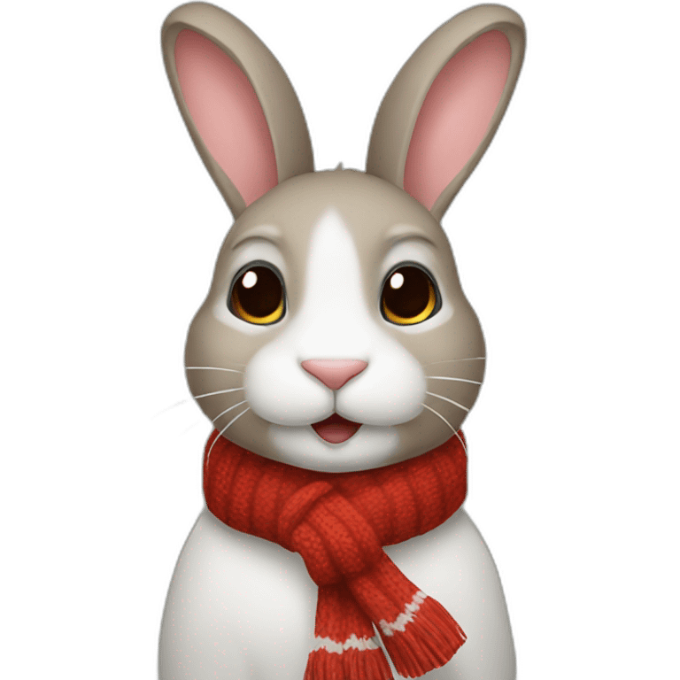 rabit with christmas scarf emoji