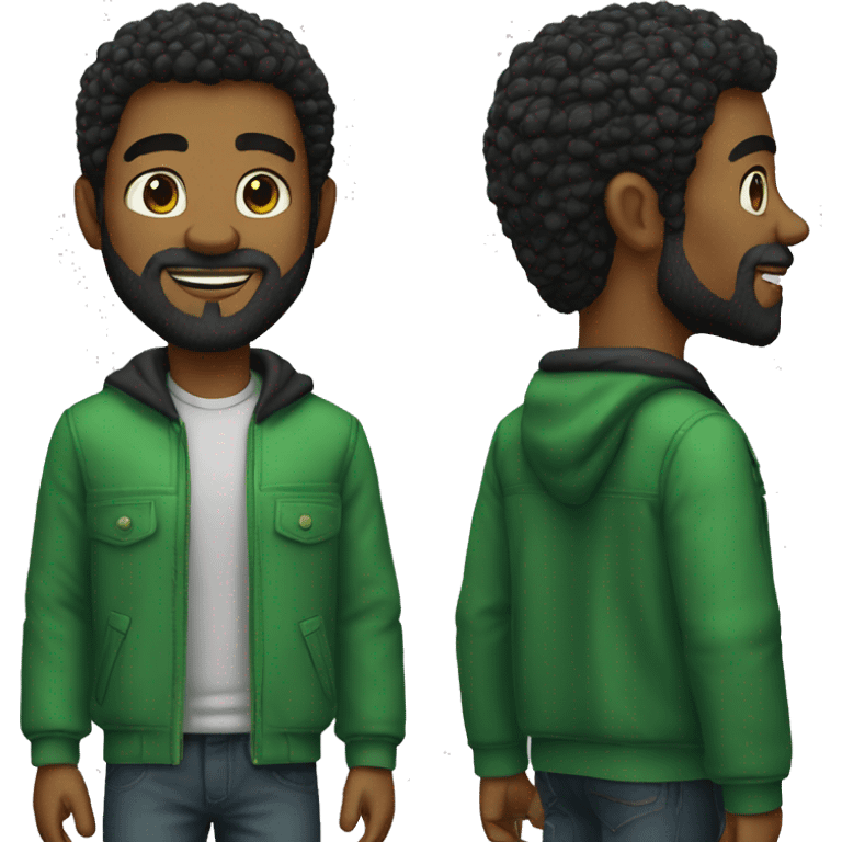 Homem pele clara cabelo preto olhos verdes barba preta  emoji