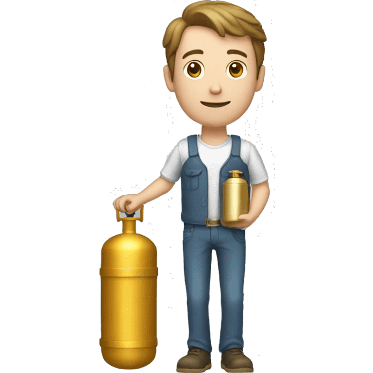 thin, white man, 1.71 tall, holding a gold gas cylinder emoji