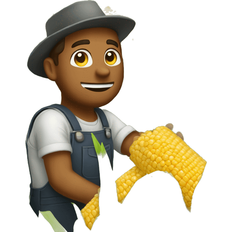 Farmer picking some corn off the corn field emoji