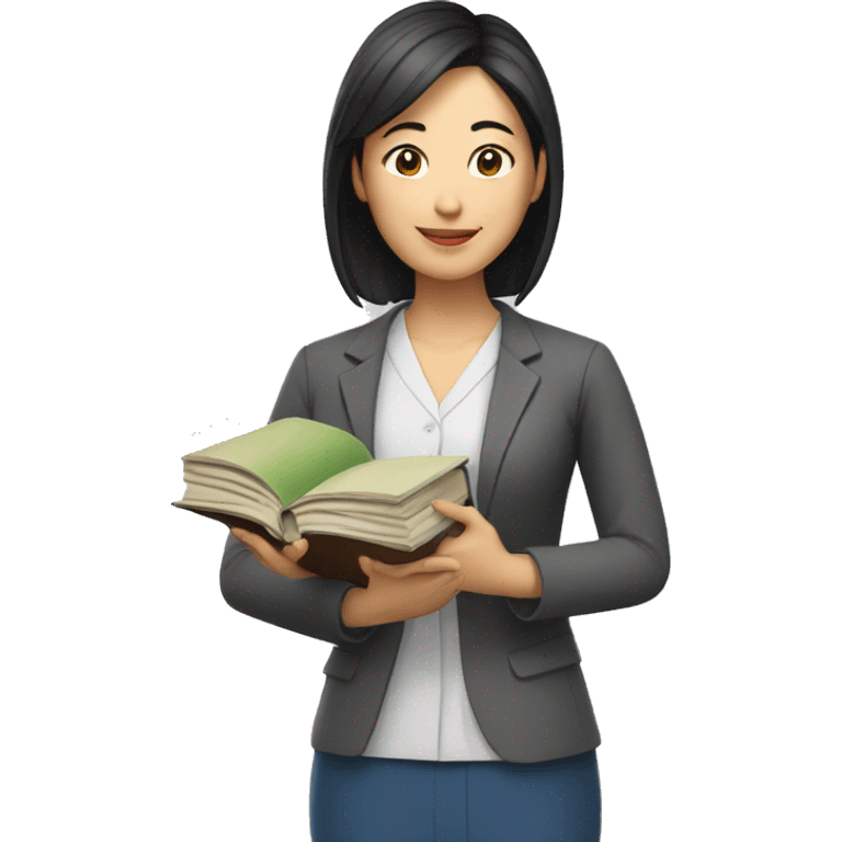 asian female teacher holding books emoji