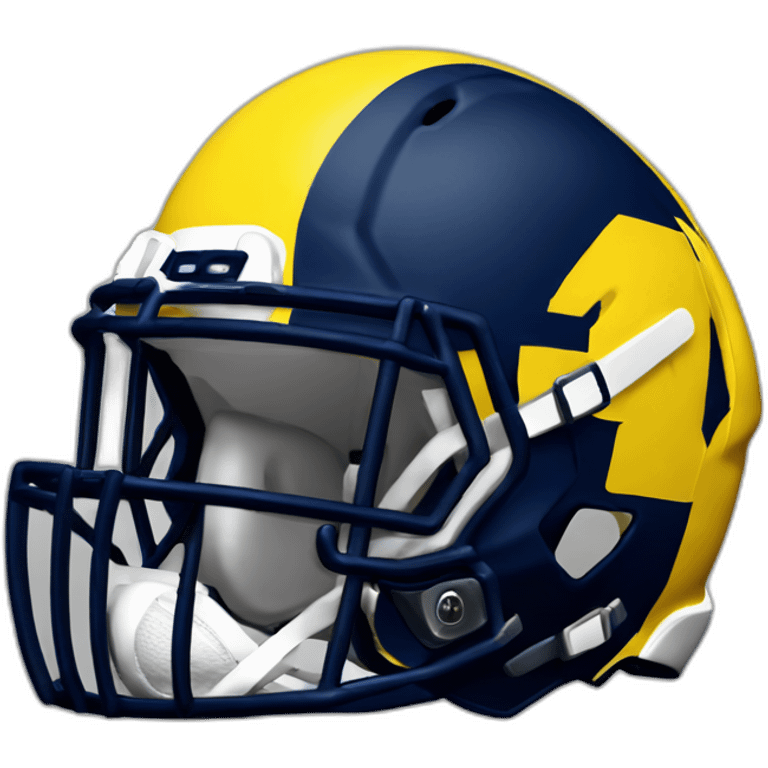 university of michigan football helment with michigan block m emoji