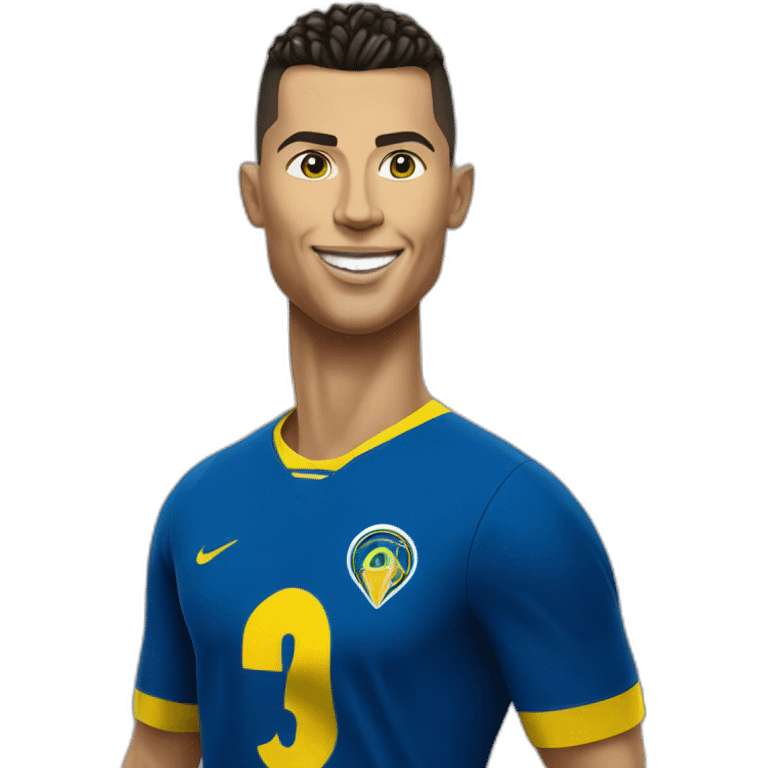 Ronaldo head with tee-shirt of Al Nassr emoji