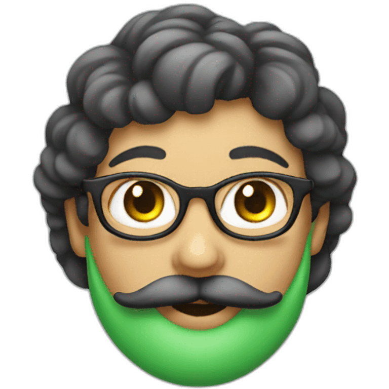 woman with very large green moustache emoji