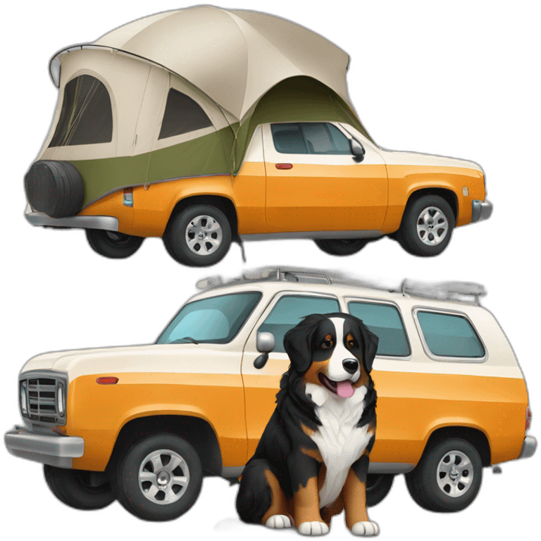 Bernese mountain dog campingcar emoji