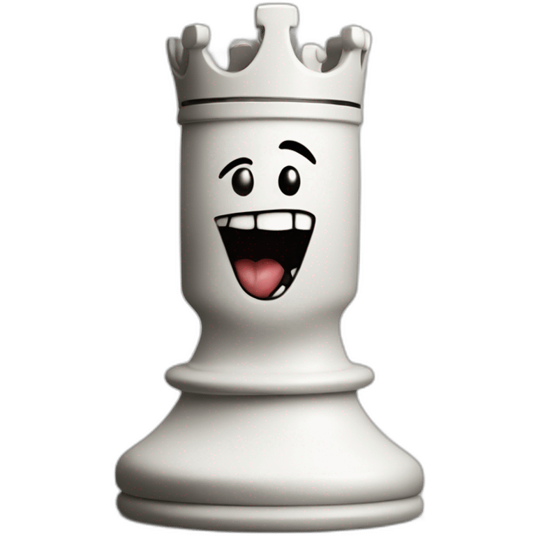 chess piece Queen white with war wounds with smiley face emoji