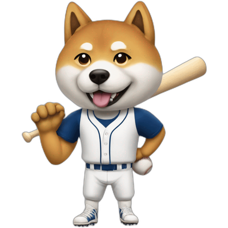 baseball player shiba-with-baseball-bat emoji