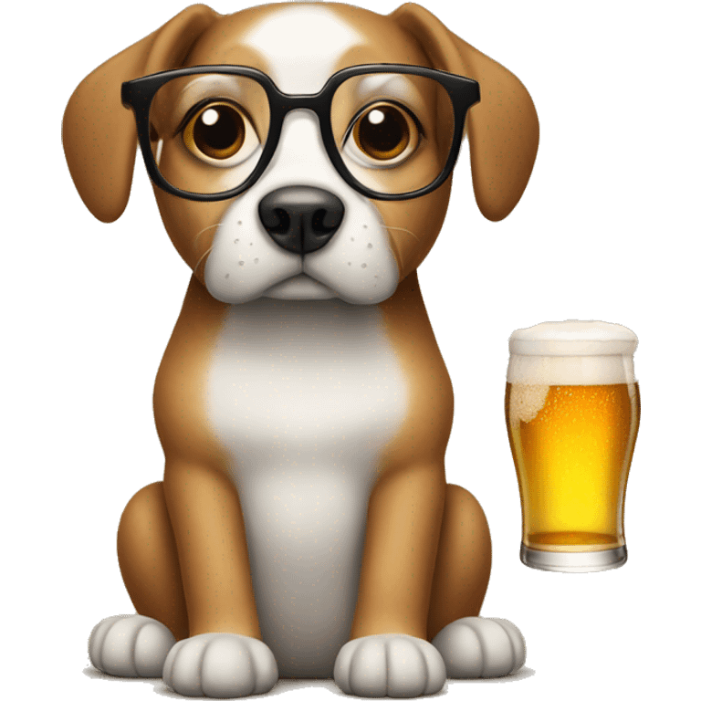 Dog with glasses with beer emoji