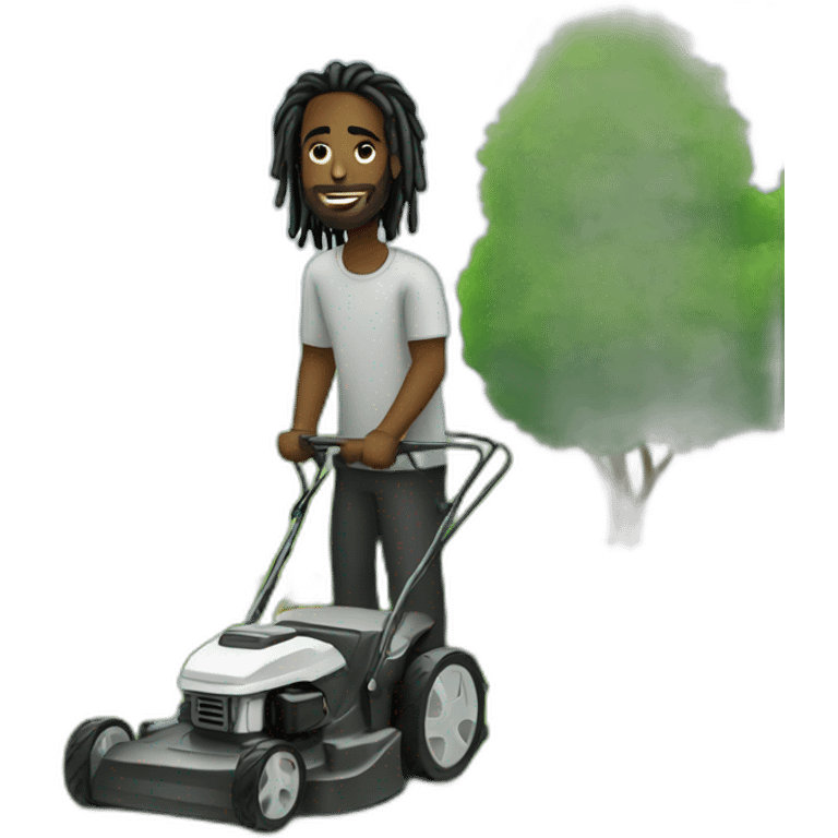 Dark Black man with dreads mowing emoji