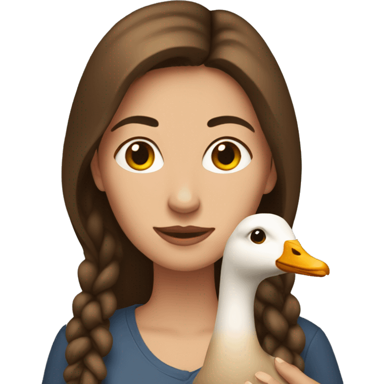 Woman with brown hair holding goose  emoji