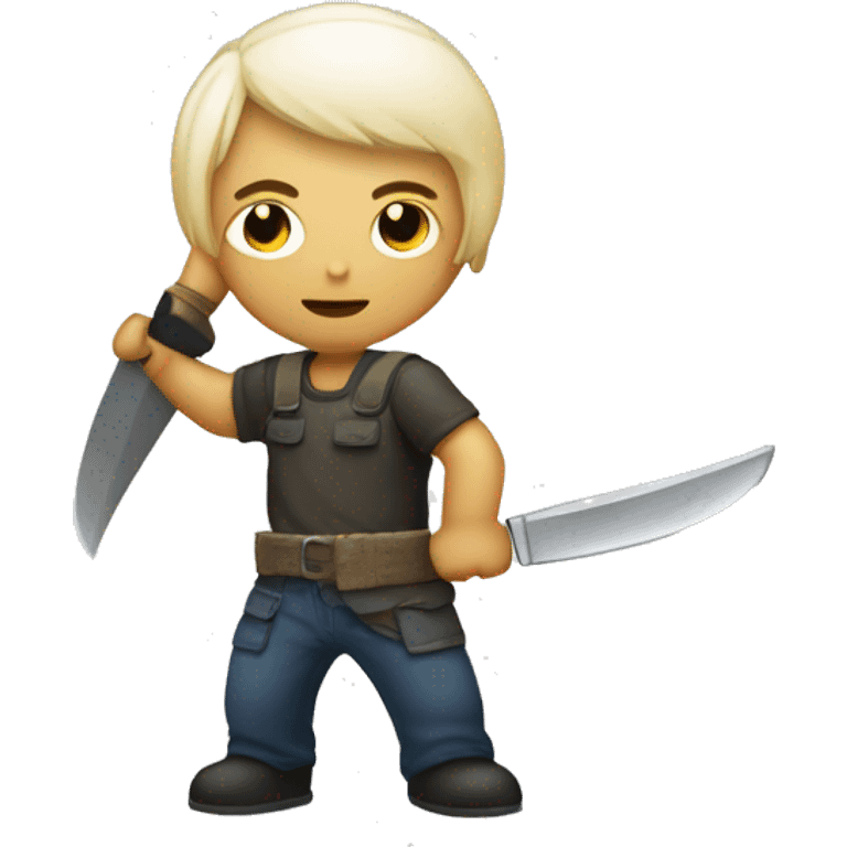 persona bionda con un fischietto e un machete in mano emoji