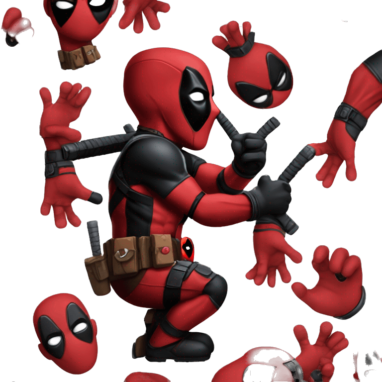 Deadpool with hand hearts emoji