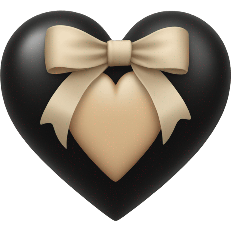 black heart with beige bow emoji