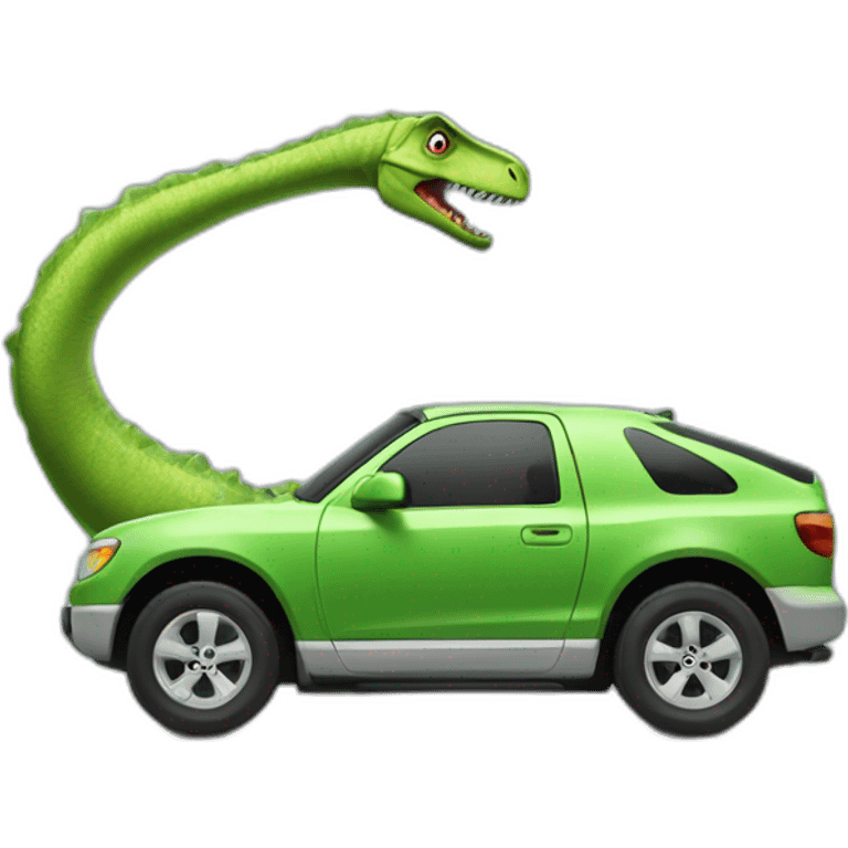 Un dinosaure qui conduit une voiture emoji