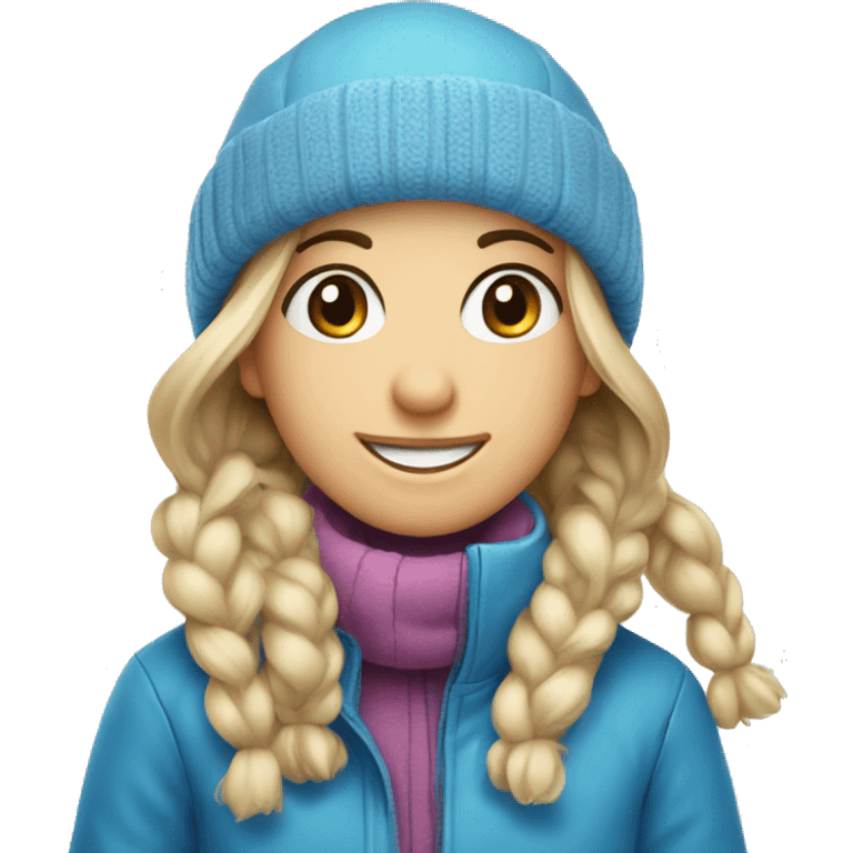 smiling girl in winter attire blue eyes  emoji