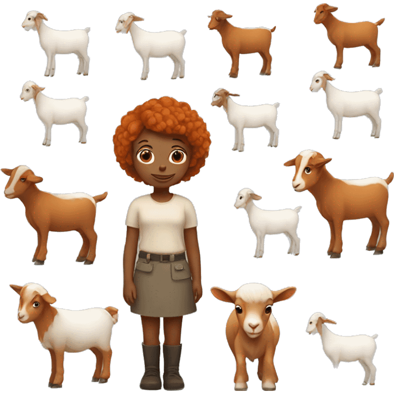 Ginger girl with a goat emoji