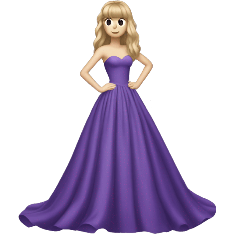 Taylor Swift in a long purple ball gown full body long blonde hair with bangs emoji