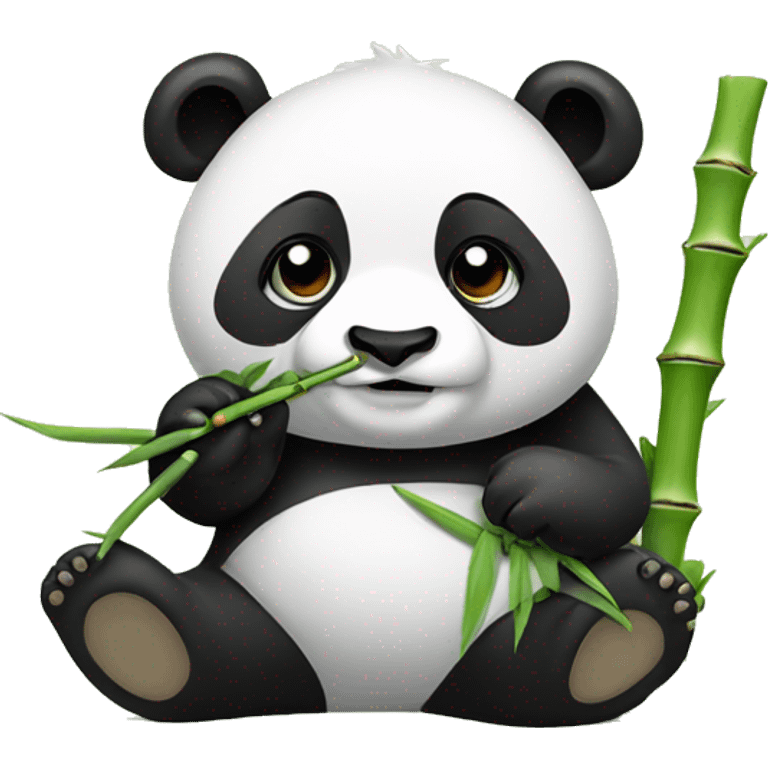 Cool panda eating bamboo emoji