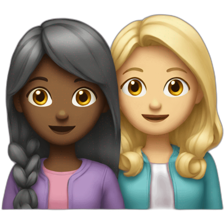 two girls talking emoji