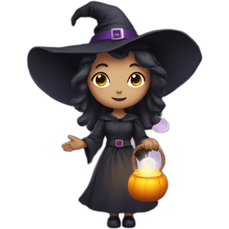 cute witch holding a light emoji