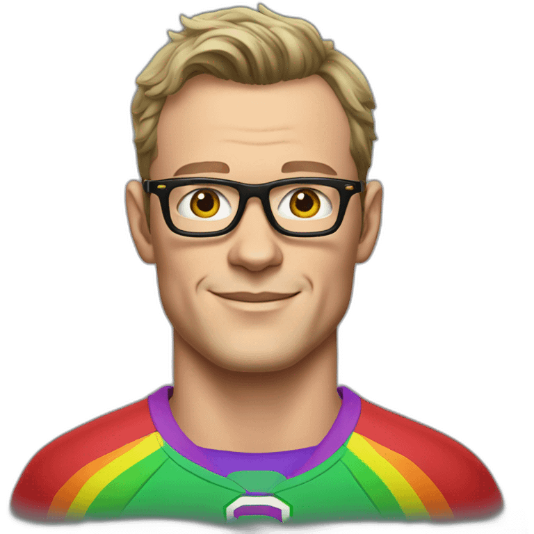 Jonathan Toews wearing glasses and rainbow clothes emoji