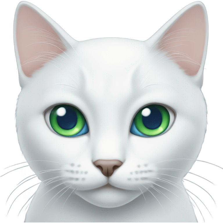 White cat with one green eye and one blue eye emoji