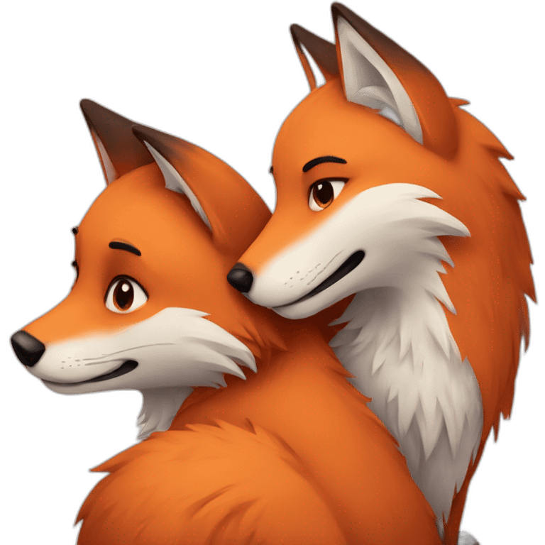 Fox hugs wolf emoji