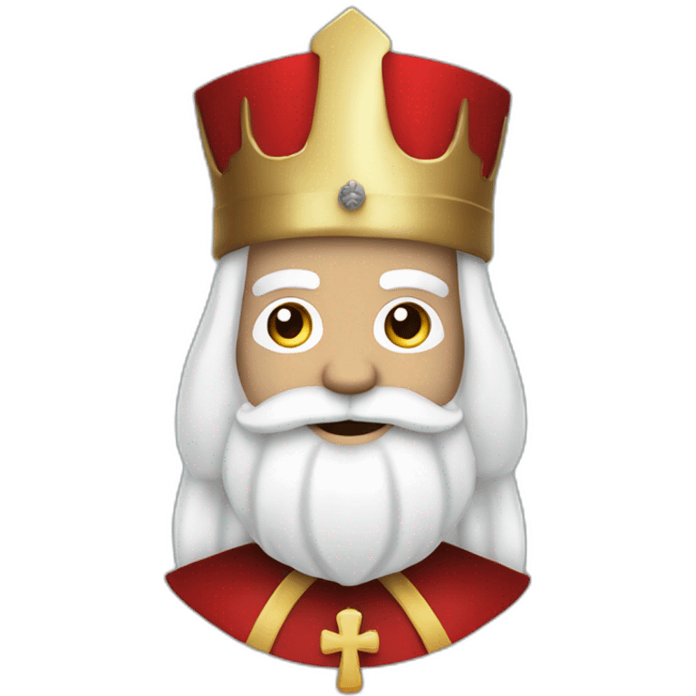 Sinterklaas With a white skin, a cross on his red miter, and a long white beard. emoji