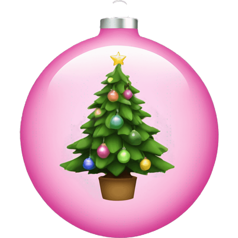 Christmas tree with pink bulb bulb  emoji