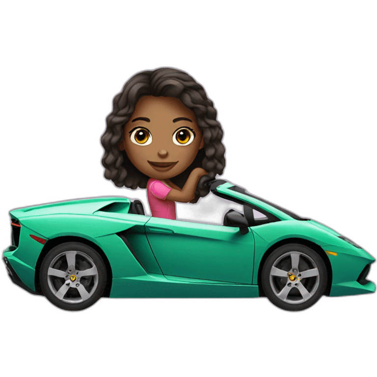 Girl driving Lamborghini emoji