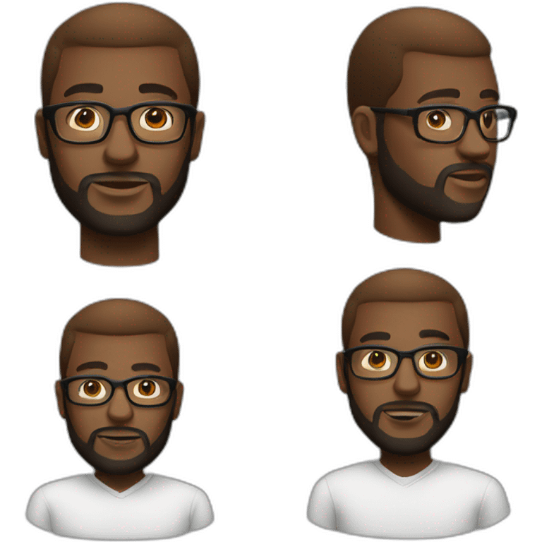 black man with beard, red hoodie, white dress shirt, and glasses emoji