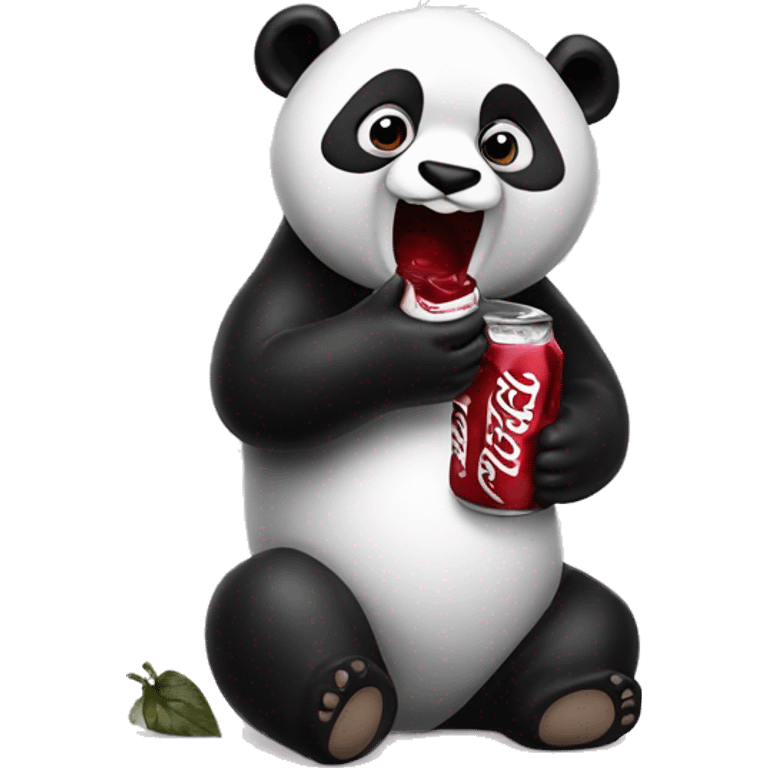 Panda drinking a Dr. pepper emoji