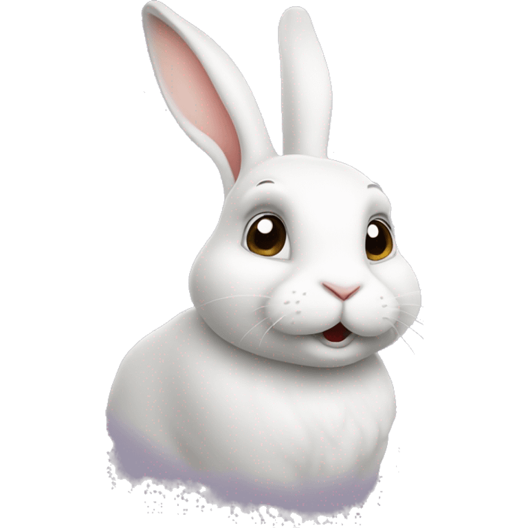 The white rabbit looks up emoji