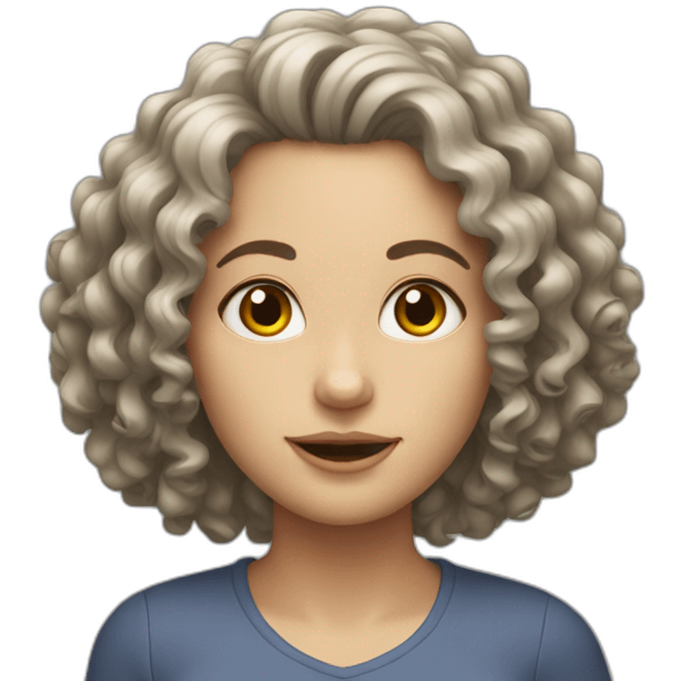 White Women, curly hair, emoji