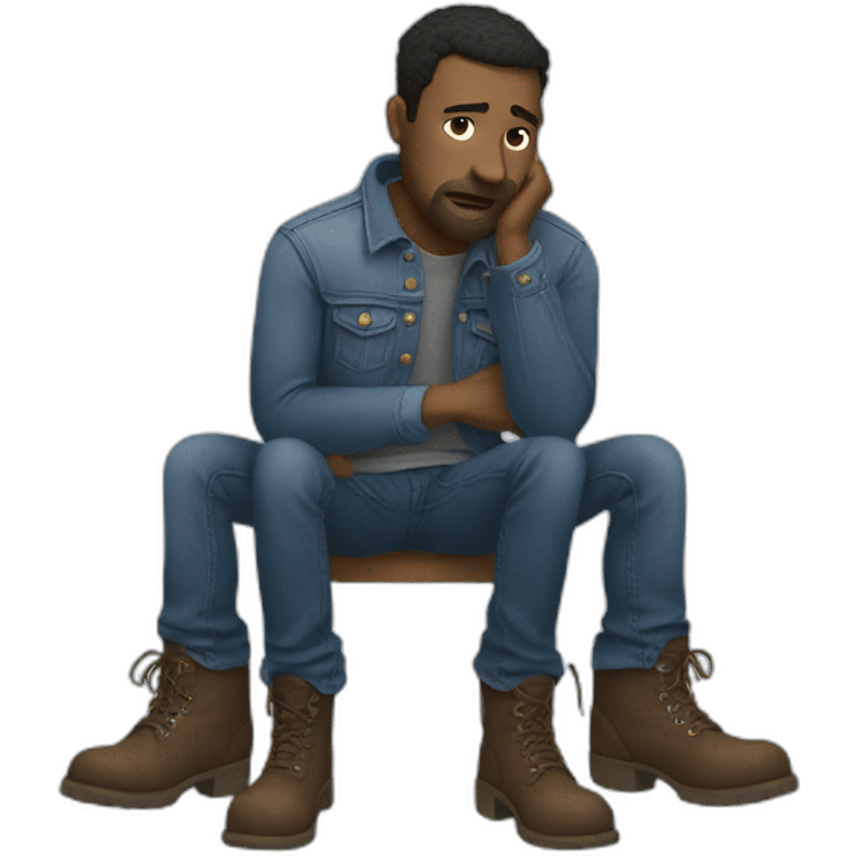 Miserable man wearing boots made of denim emoji