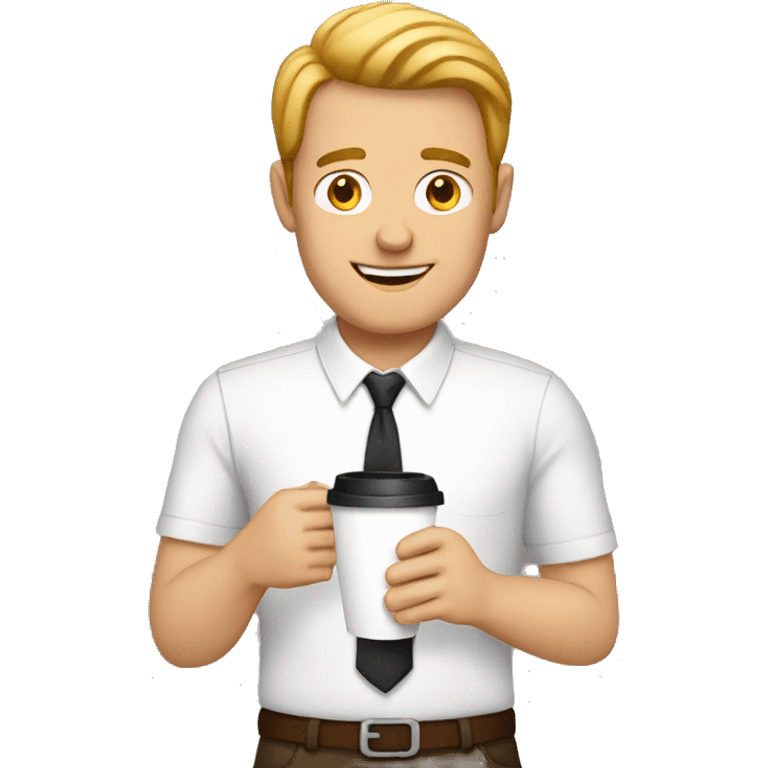 white man carrying coffee emoji