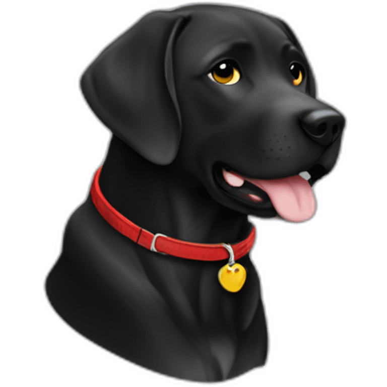 Labrador noir collier rouge emoji